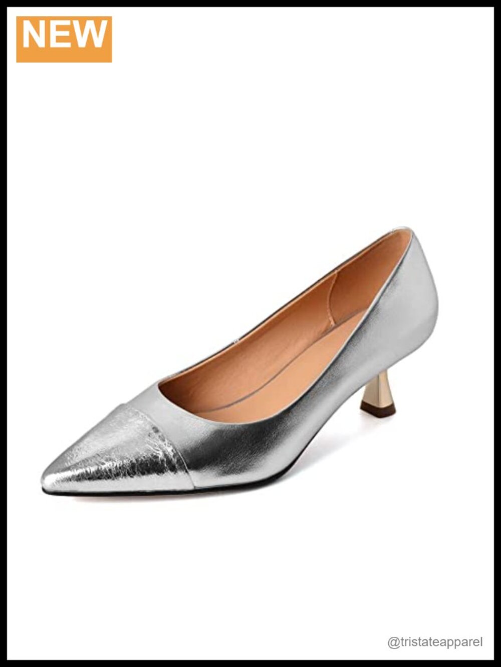 Genuine Leather Kitten Heel Pumps Handmade Pointed Toe Slip On